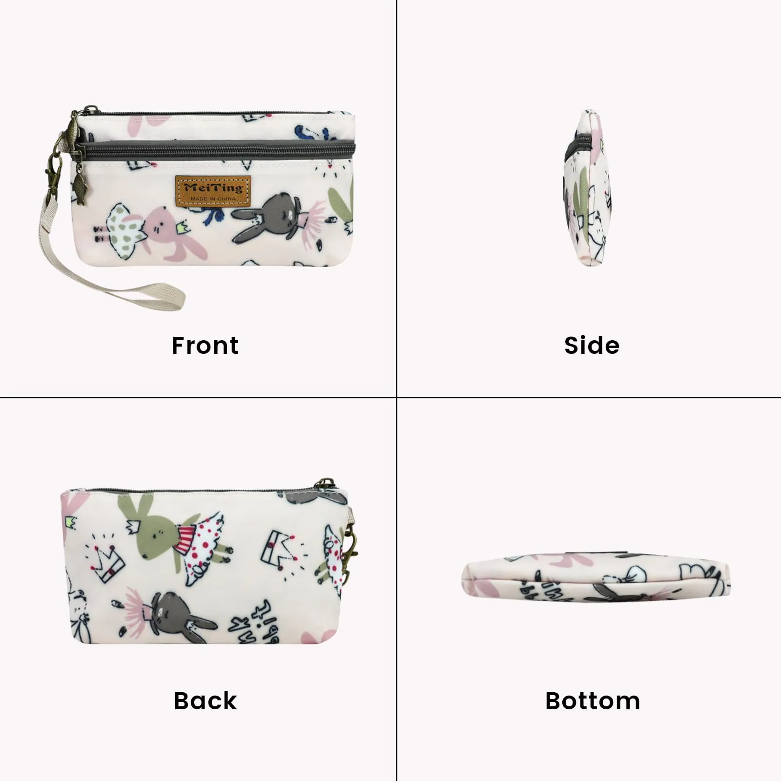 AfitLulu Portafoglio Mini in Tela Donna, Stile Bohémien, 2 Strati con Tasche con Cerniera, Rosa Chiaro, 13x10x1cm - immagine 5