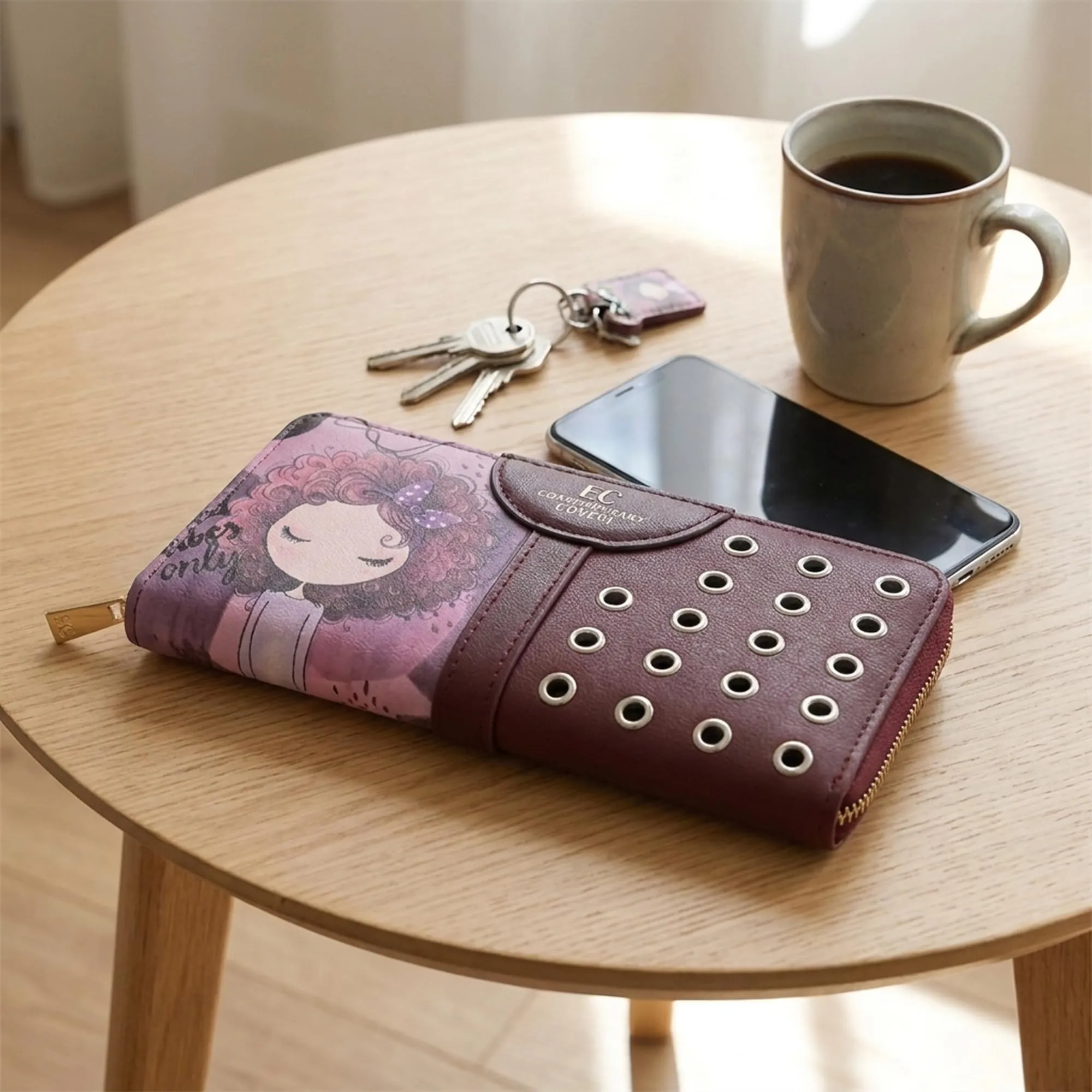 EC Contemporary Coveri Portafoglio Donna in PU con Cerniera Zip Around e Grafica Artistica - immagine 3