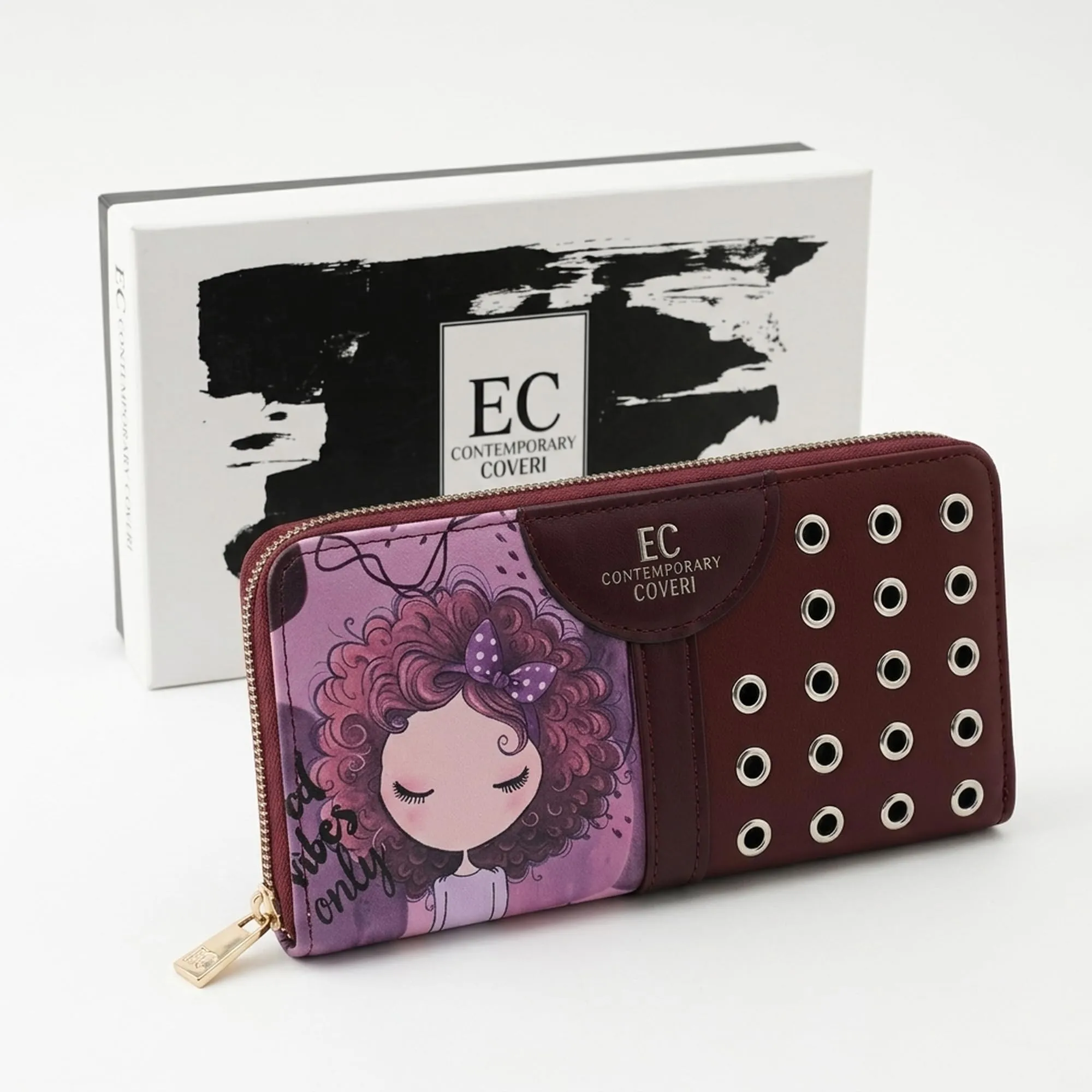 EC Contemporary Coveri Portafoglio Donna in PU con Cerniera Zip Around e Grafica Artistica - immagine 5