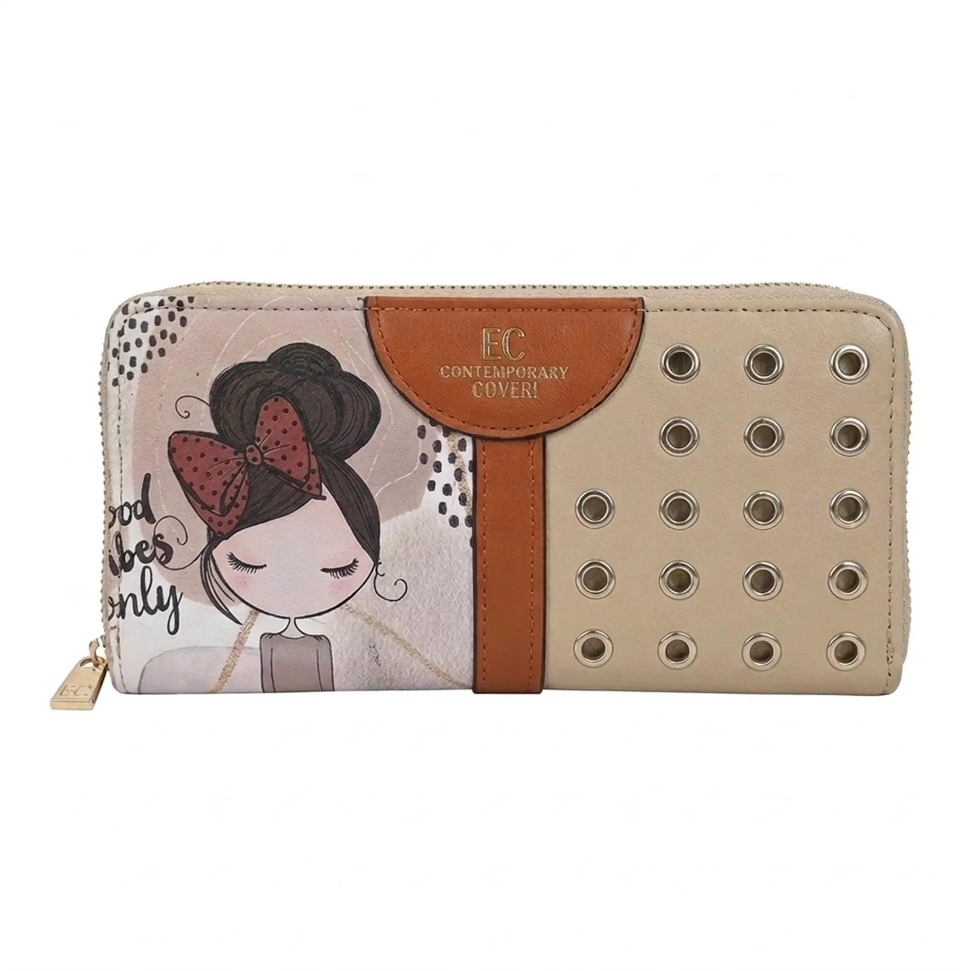 EC Contemporary Coveri Portafoglio Donna in PU con Cerniera Zip Around Grafica Artistica - immagine 1