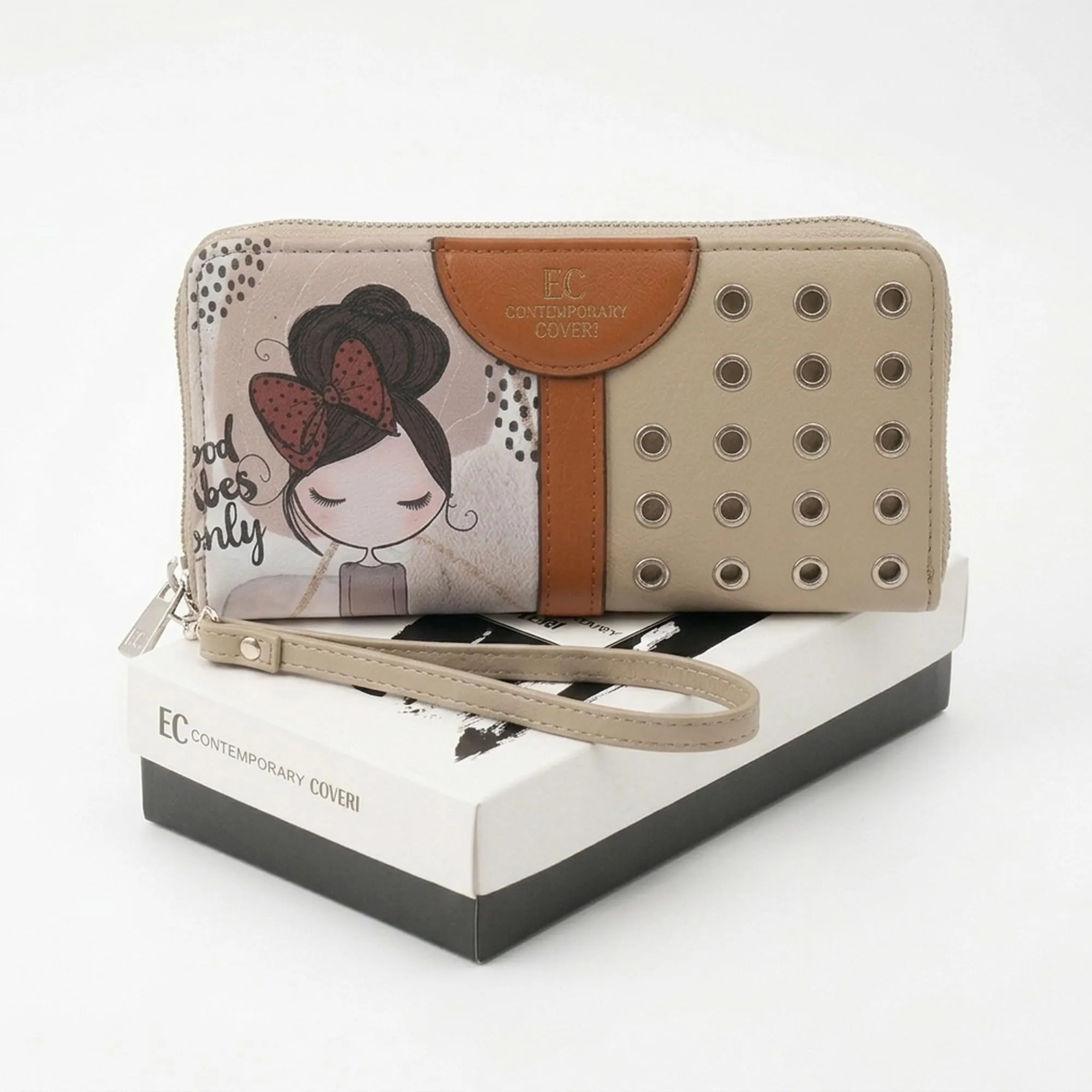 EC Contemporary Coveri Portafoglio Donna in PU con Cerniera Zip Around Grafica Artistica - immagine 5