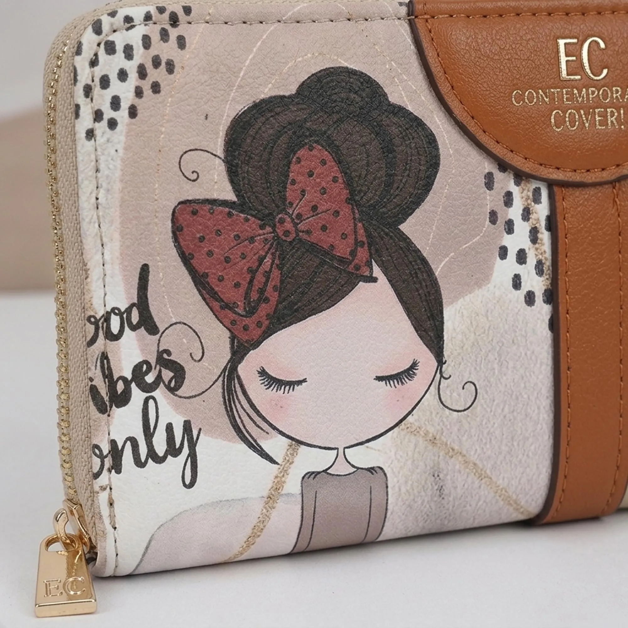 EC Contemporary Coveri Portafoglio Donna in PU con Cerniera Zip Around Grafica Artistica - immagine 6