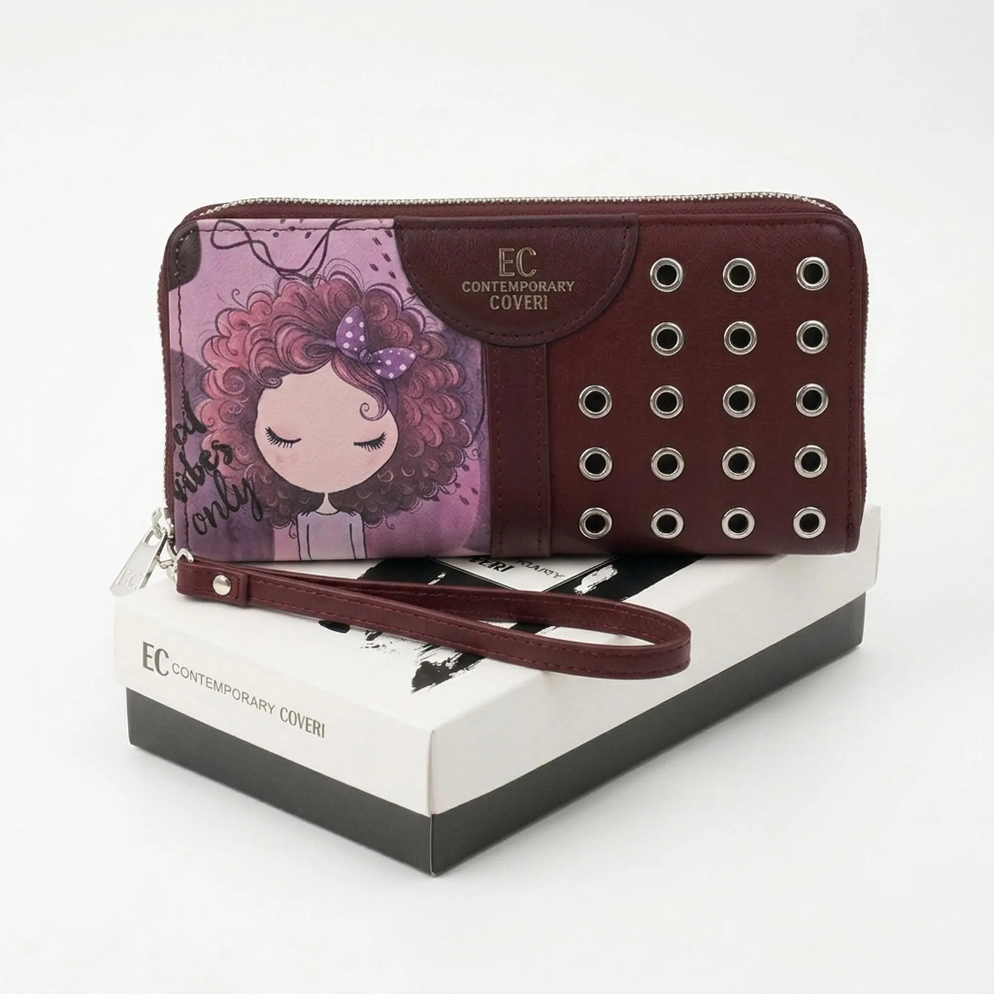 EC Contemporary Coveri Portafoglio Donna in PU con Cerniera Zip Around, Grafica Artistica - immagine 5