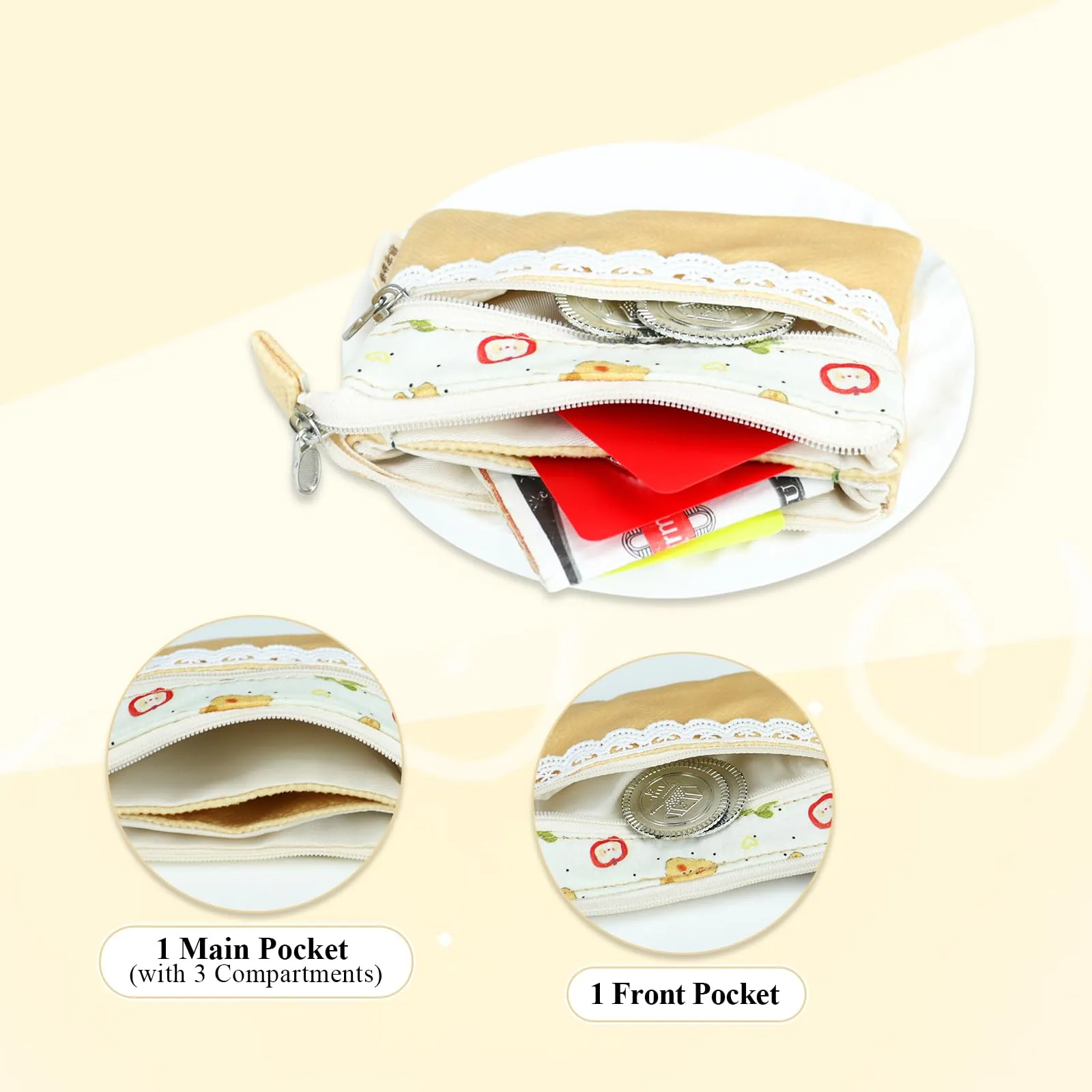 AfitLulu Piccolo Portafoglio in Tela da Donna, Stile Bohémien, 13x10x1cm - immagine 3