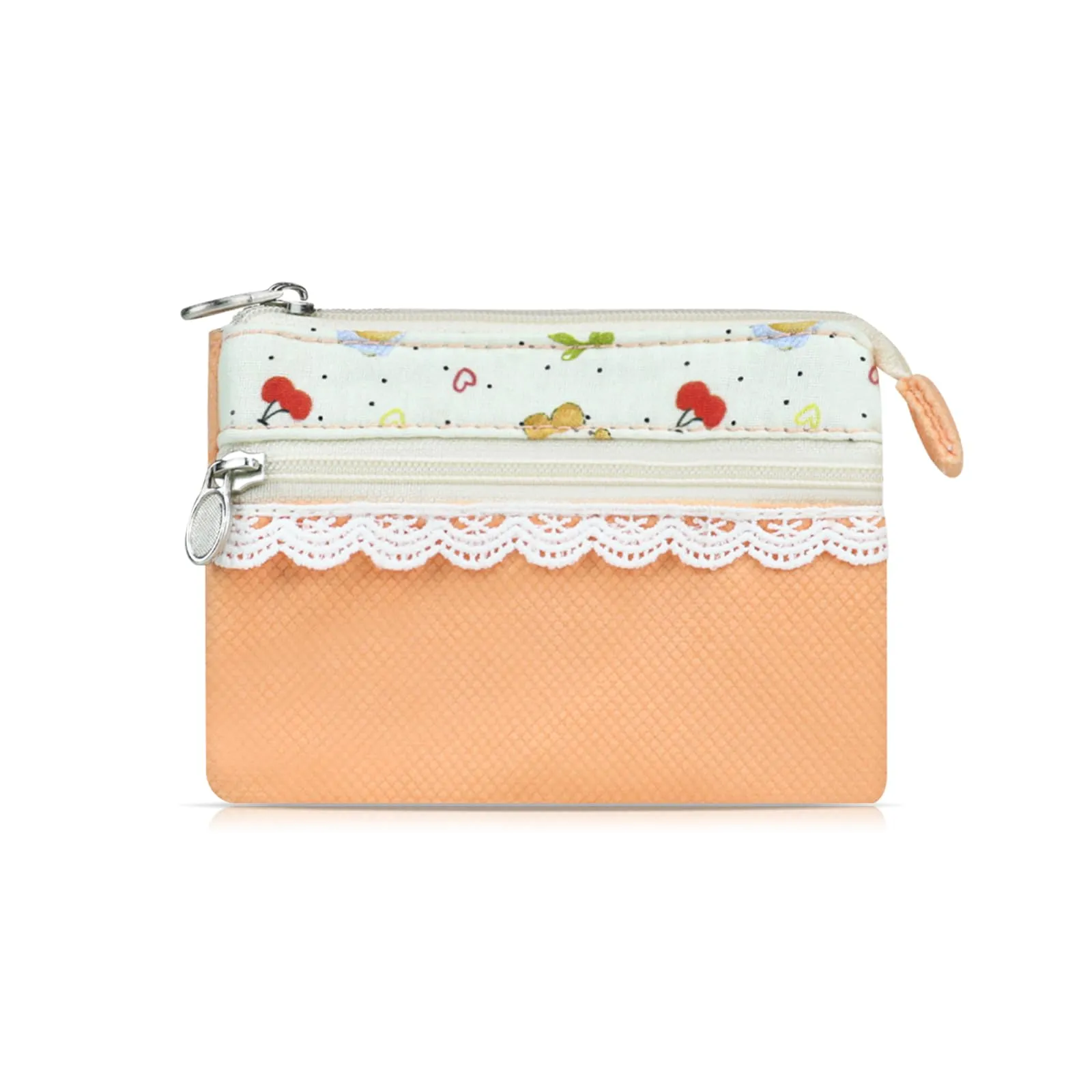AfitLulu Portafoglio da donna in tela stile bohémien, 2 strati con cerniera, Arancione Caldo, 13x10x1cm - immagine 1