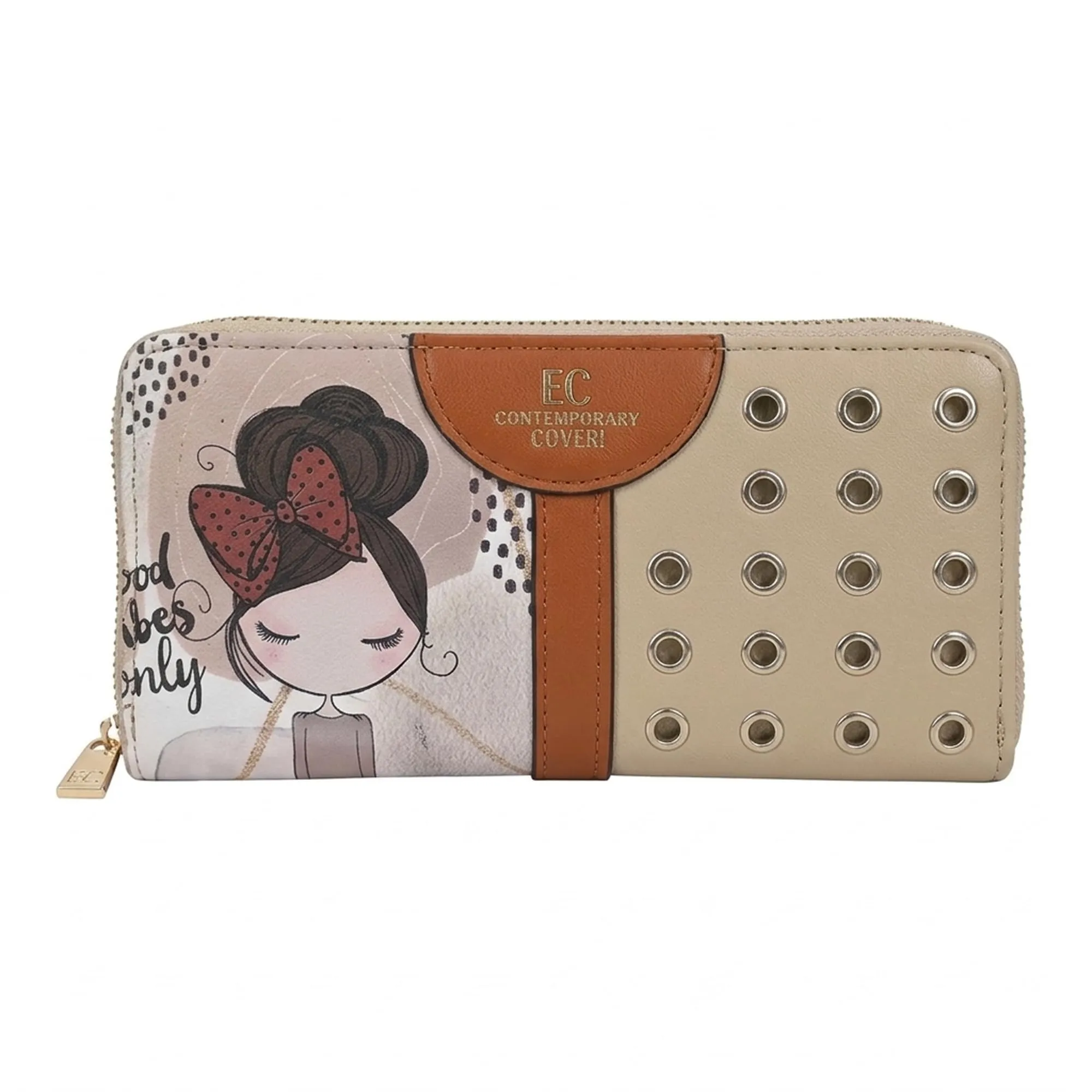 EC Contemporary Coveri Portafoglio Donna in PU con Cerniera Zip Around, Grafica Artistica - immagine 1