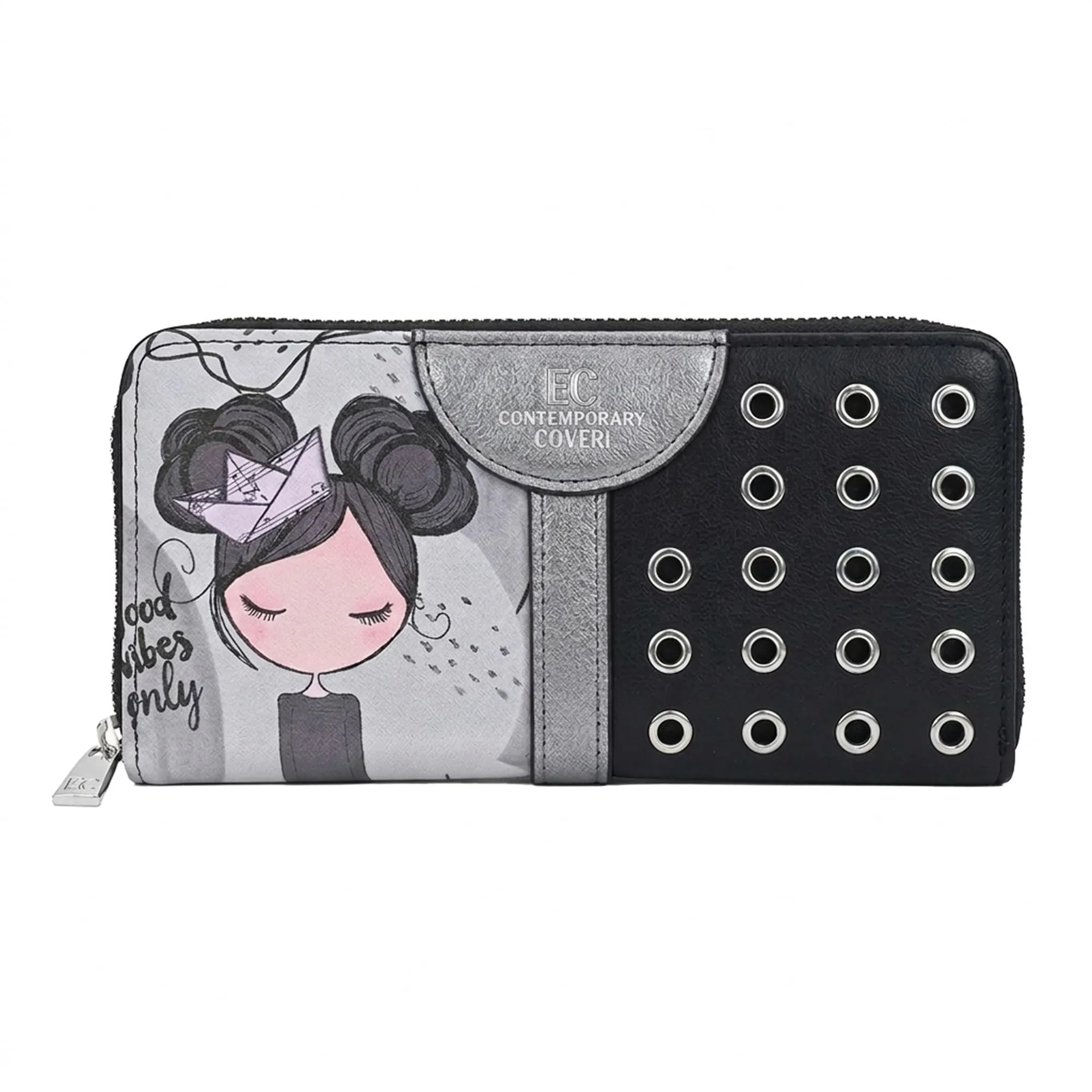 EC Contemporary Coveri Portafoglio Donna in PU con Cerniera Zip Around, Grafica Artistica - immagine 1