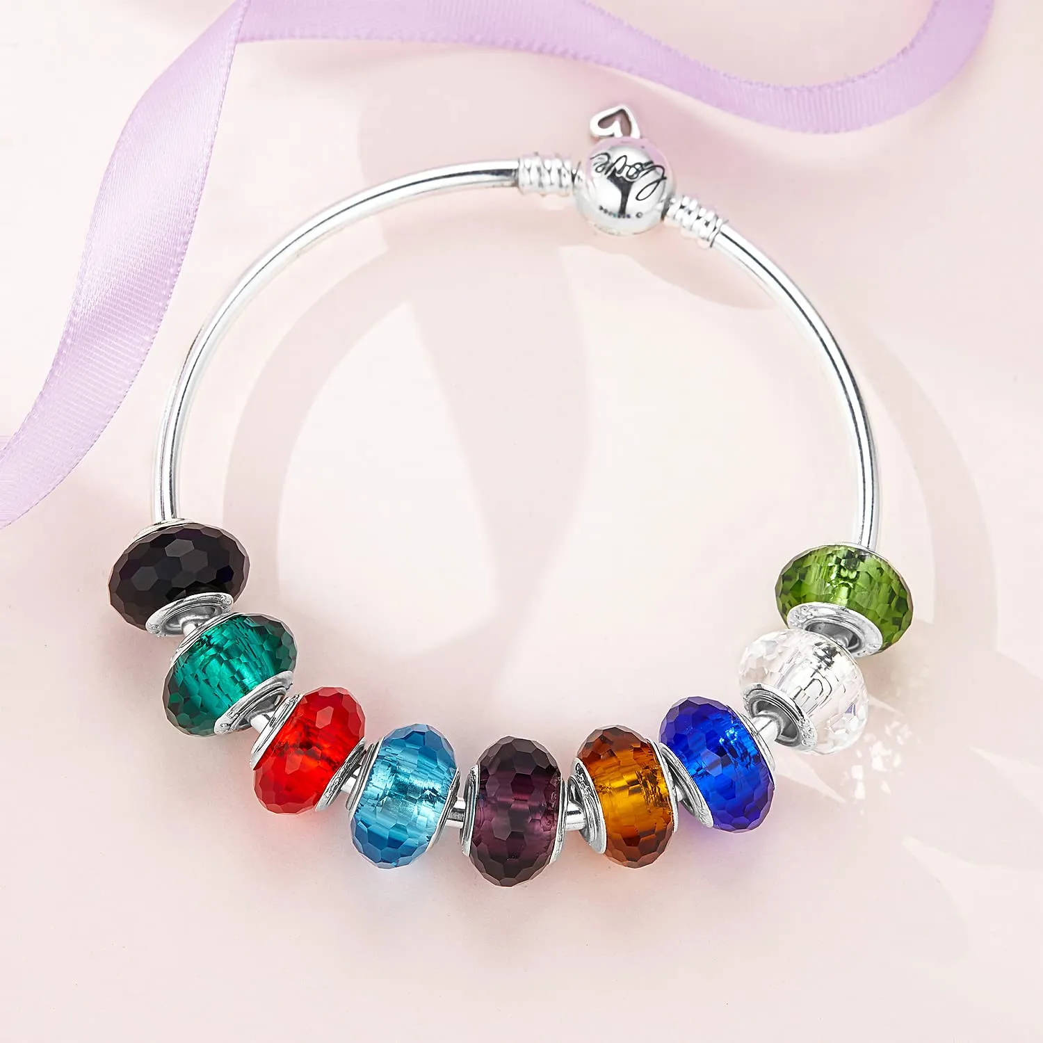 LNQOBU Bracciale in Argento Sterling con maglia Snake e chiusura a cuore, compatibile con Pandora e Charms Europei da Donna, 19 cm - immagine 4