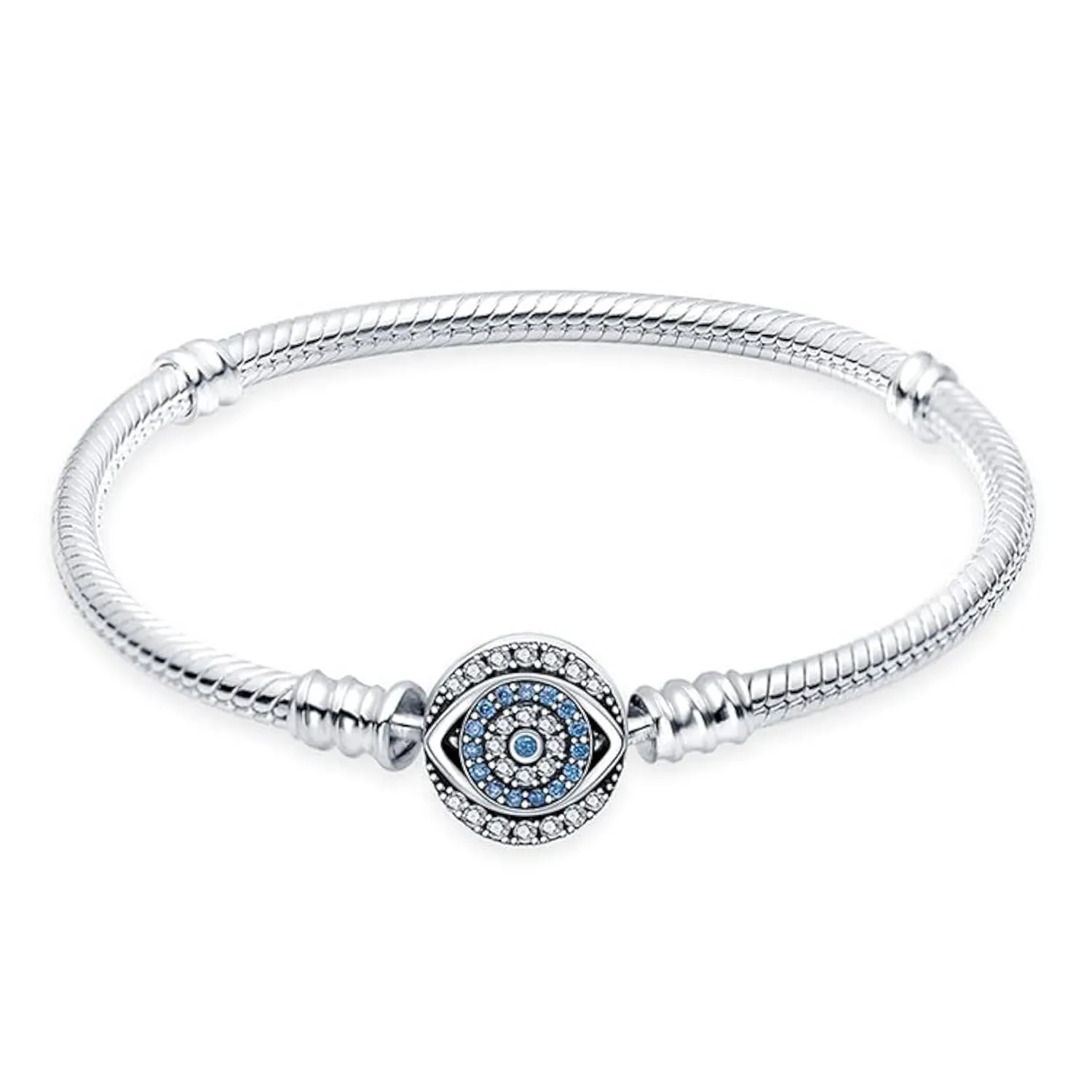 LNQOBU Bracciale in Argento Sterling con Maglia Snake e Chiusura a Cuore, Compatibile con Pandora e Charms Europei da Donna, 21 cm - immagine 1