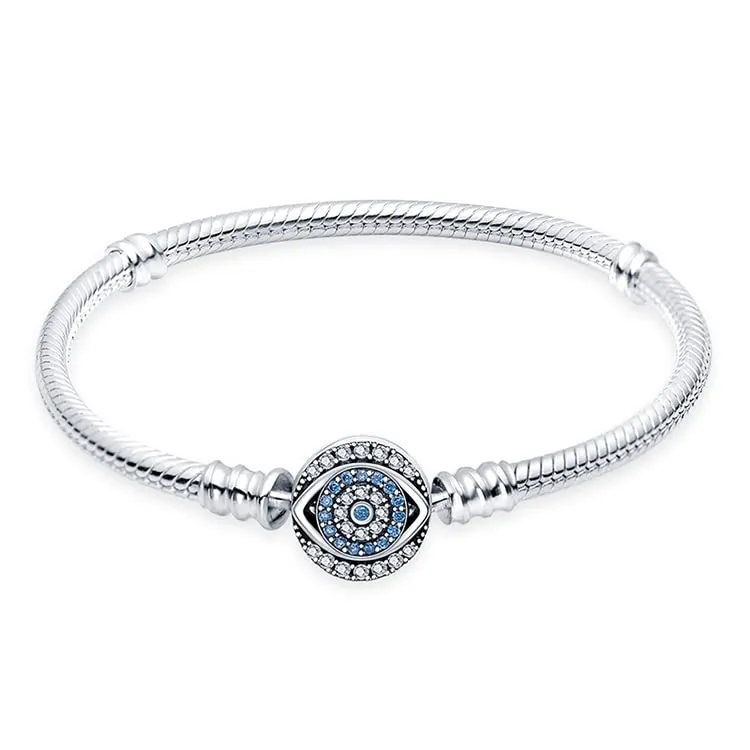 LNQOBU Bracciale in Argento Sterling Maglia Snake con Chiusura a Cuore Compatibile con Pandora European Charms da Donna, 19 cm - immagine 4
