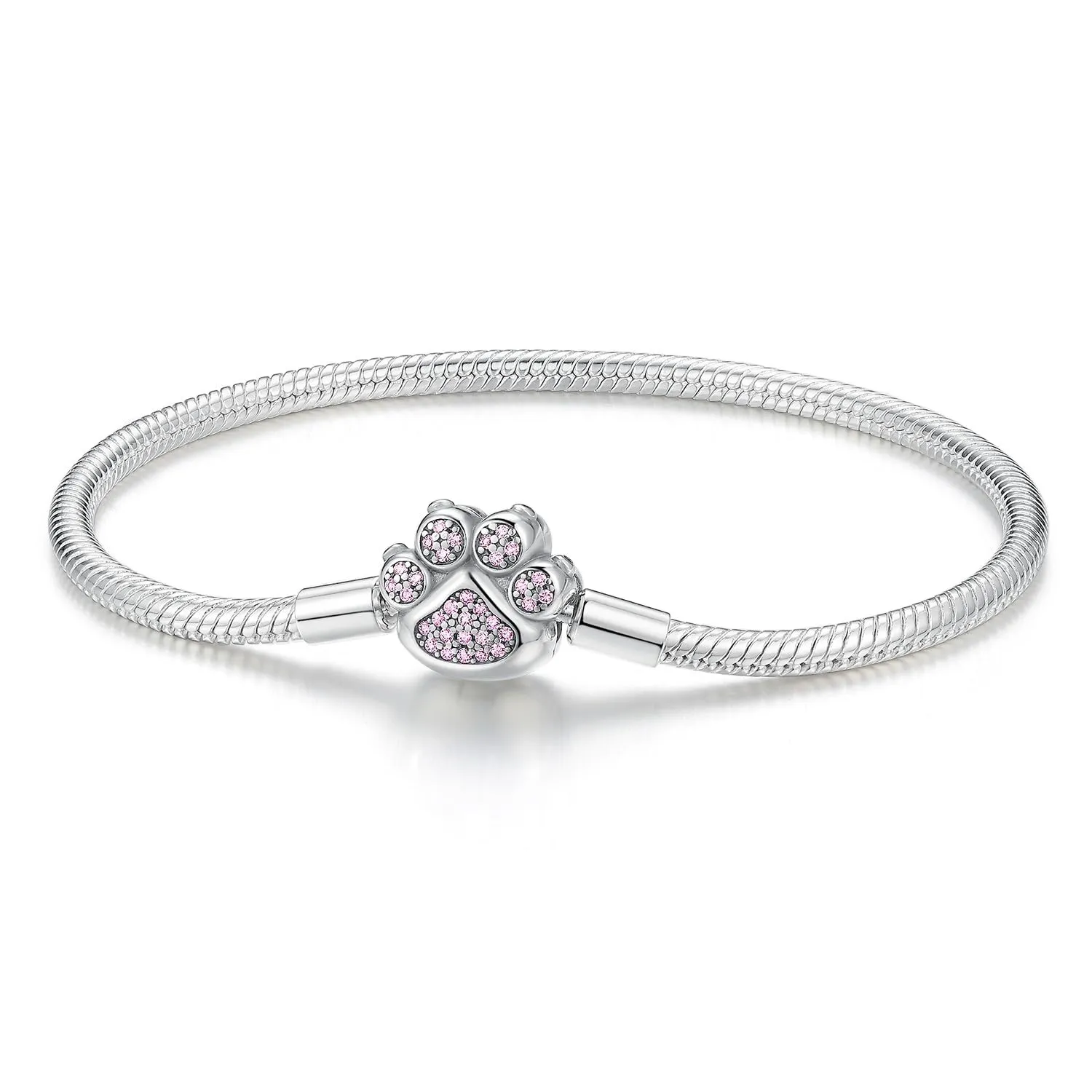 LNQOBU Bracciale in Argento Maglia Snake con Chiusura a Cuore Compatibile con Pandora European Charms da Donna, 19 cm - immagine 1