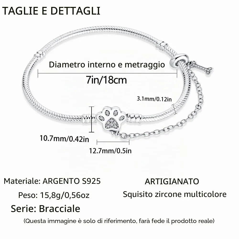 LNQOBU Bracciale in Argento Sterling Maglia Snake con Chiusura a Cuore Compatibile con Pandora e Charms Europei da Donna, 18 cm - immagine 5