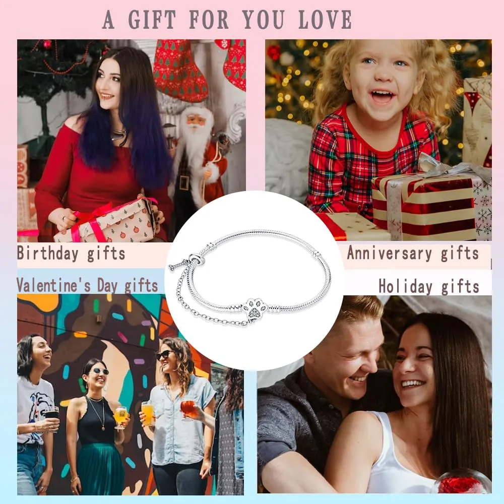 LNQOBU Bracciale in Argento con maglia Snake e chiusura a cuore per Charms Europei da Donna - immagine 6