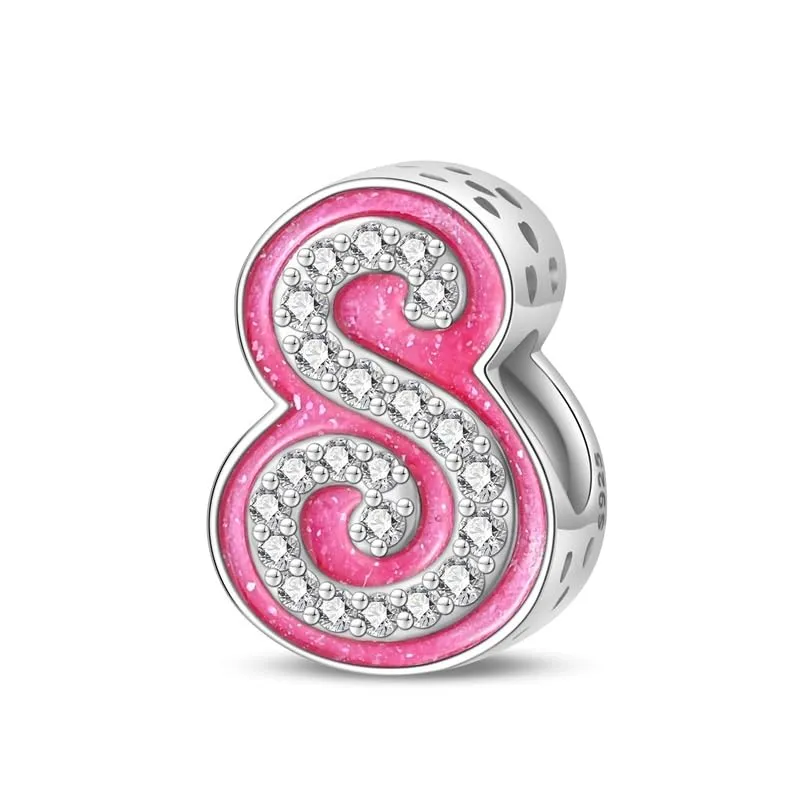 KUNSIR Ciondolo Lettere in Argento Sterling 925 con Cubic Zirconia, Compatibile con Braccialetti e Collane Europei - immagine 1