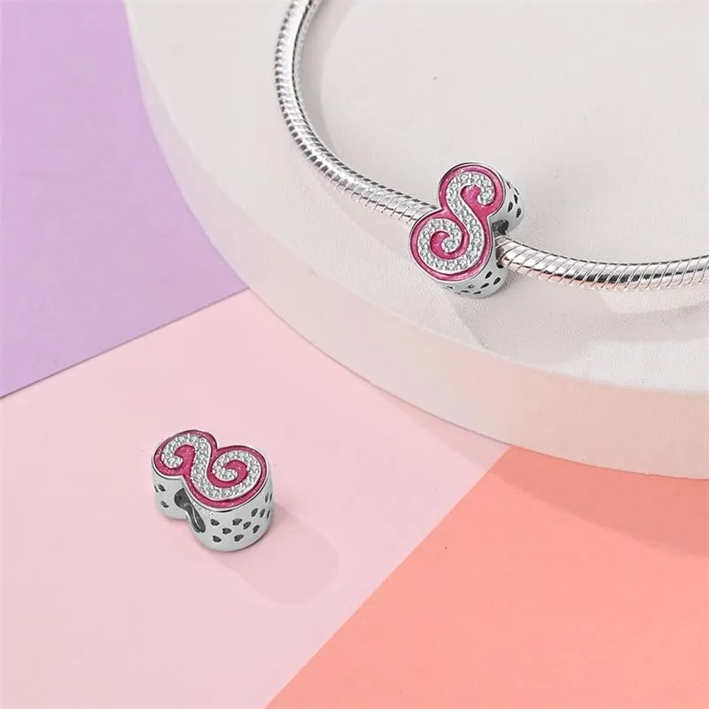 KUNSIR Ciondolo Lettere in Argento Sterling 925 con Cubic Zirconia, Compatibile con Braccialetti e Collane Europei - immagine 2