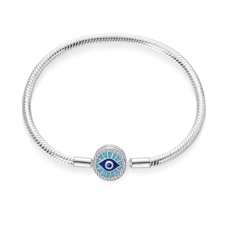 LNQOBU Bracciale in Argento con Maglia Snake e Chiusura a Cuore per Charms Europei da Donna, 18 cm - immagine 1