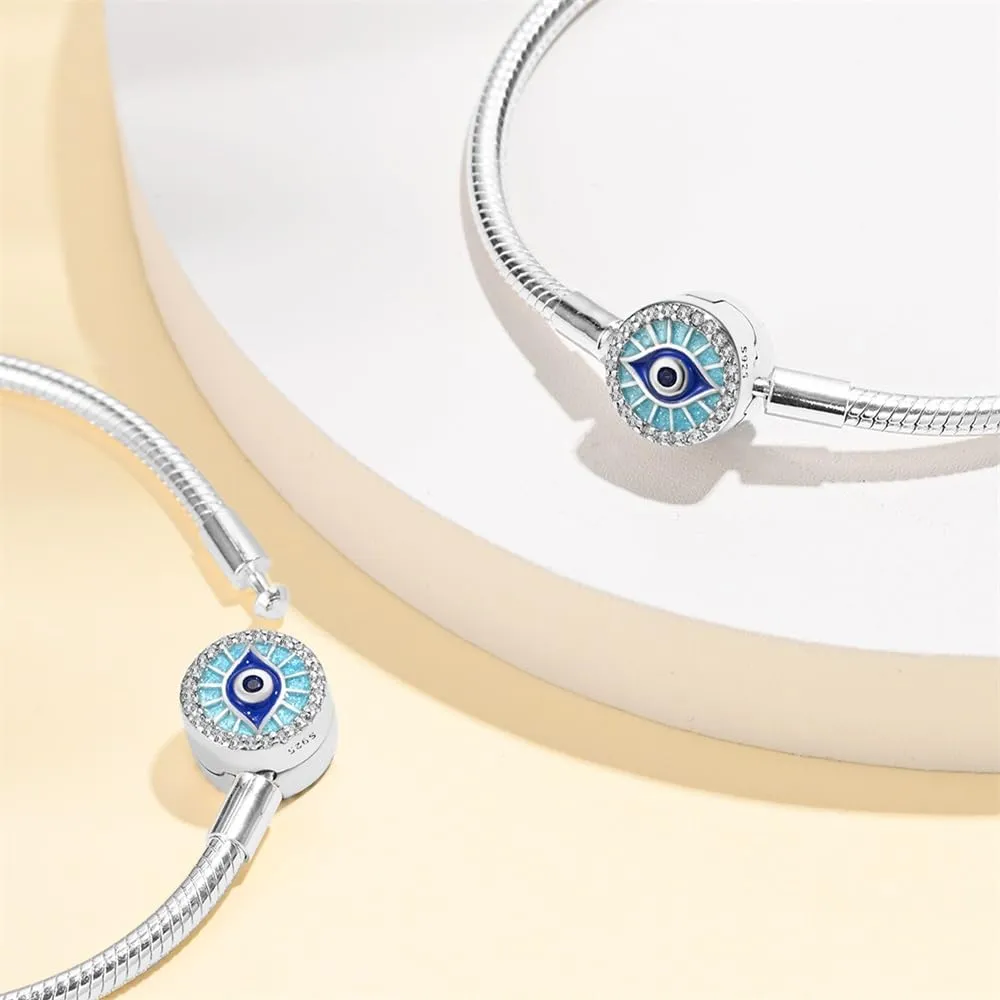 LNQOBU Bracciale in Argento con Maglia Snake e Chiusura a Cuore per Charms Europei da Donna, 18 cm - immagine 2
