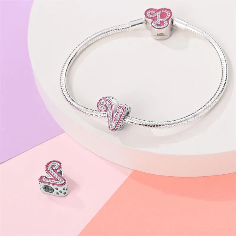 KUNSIR Ciondolo Lettere in Argento Sterling 925 con Cubic Zirconia per Braccialetti e Collane Europei - immagine 3
