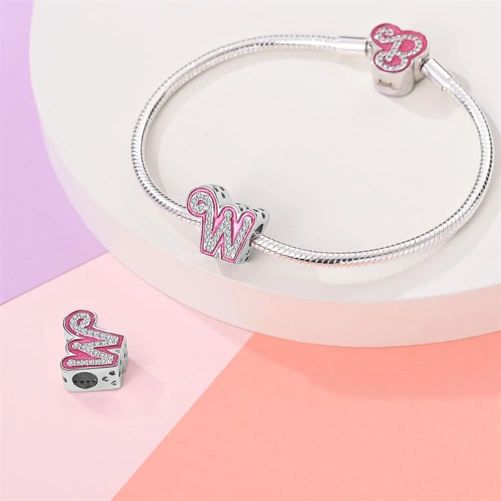KUNSIR Bead Charm Ciondolo Argento Sterling 925 Lettere con Cubic Zirconia per Braccialetti e Collane Europei - immagine 3