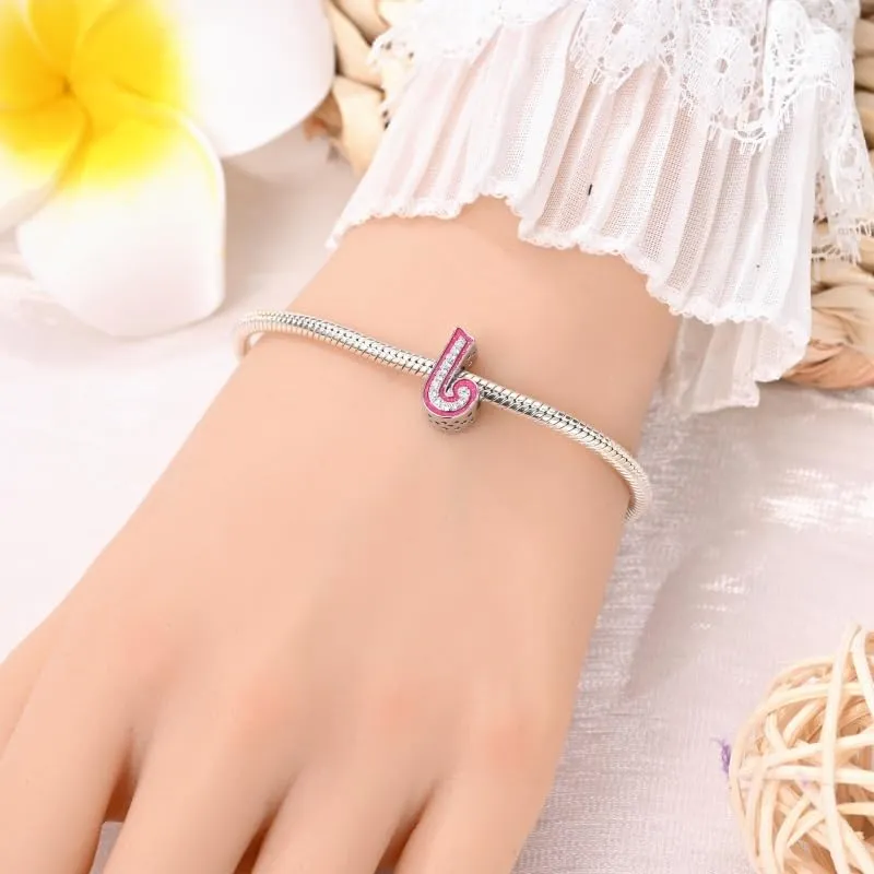 KUNSIR Ciondolo Lettere in Argento Sterling 925 con Cubic Zirconia per Braccialetti e Collane Europei - immagine 4
