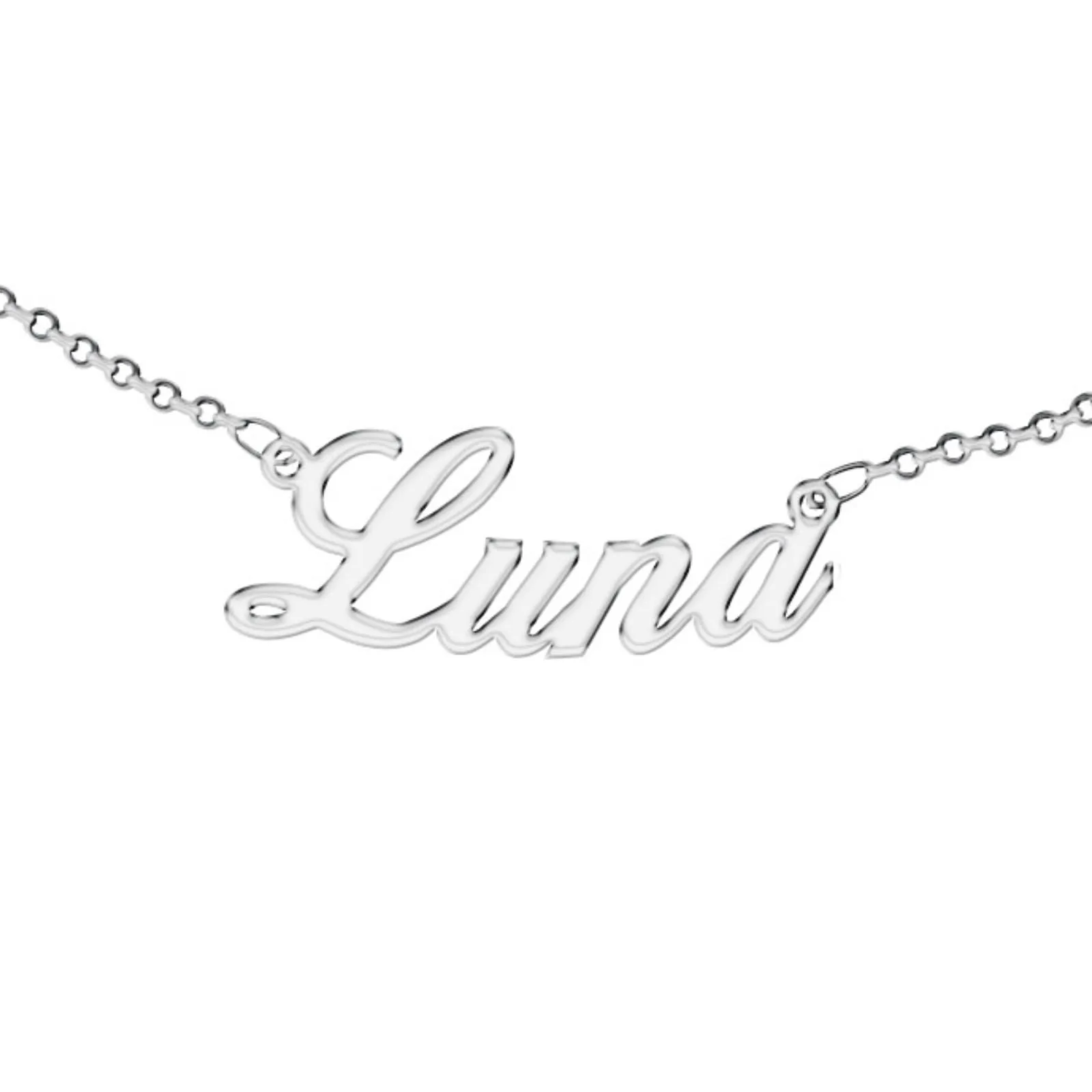 Zuffetti Collana in Acciaio Inossidabile con Nome Luna, 32 cm, Argento - immagine 1