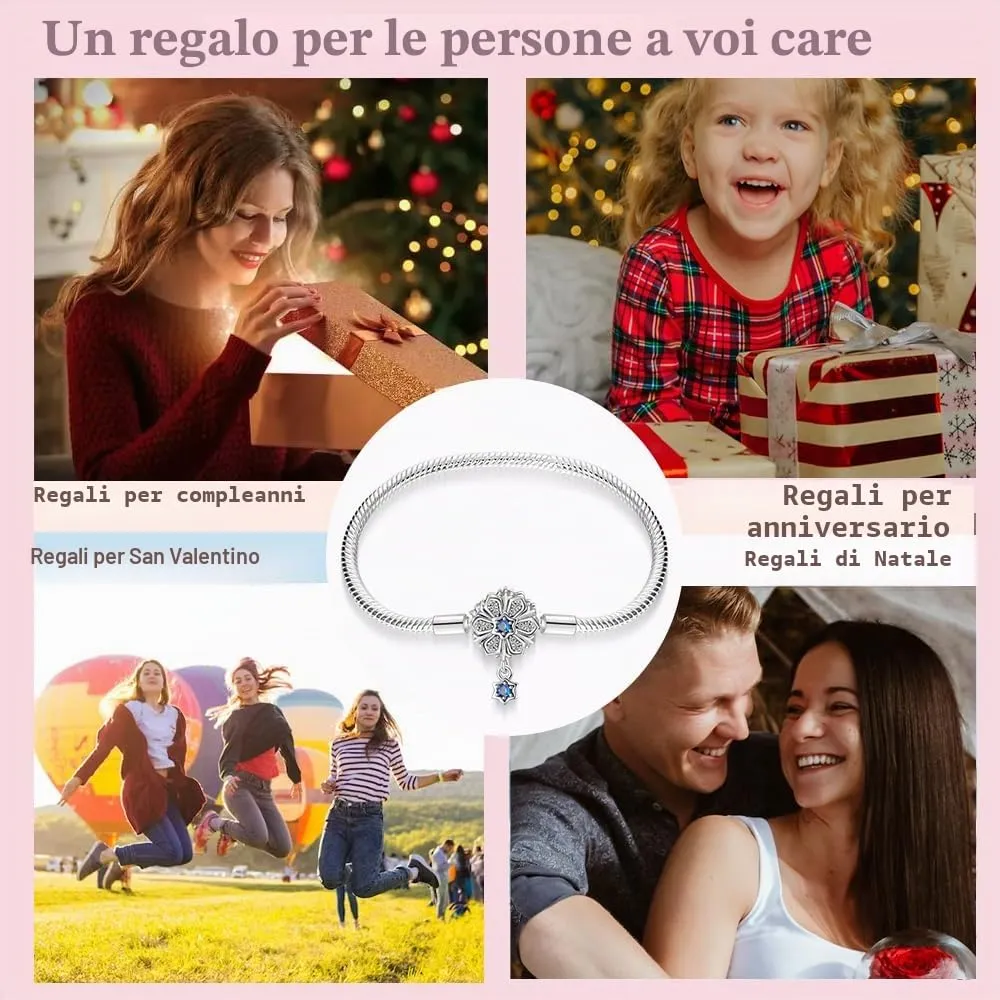 LNQOBU Bracciale in Argento con Maglia Snake e Chiusura a Cuore Compatibile con Pandora Charms Europei da Donna - immagine 5