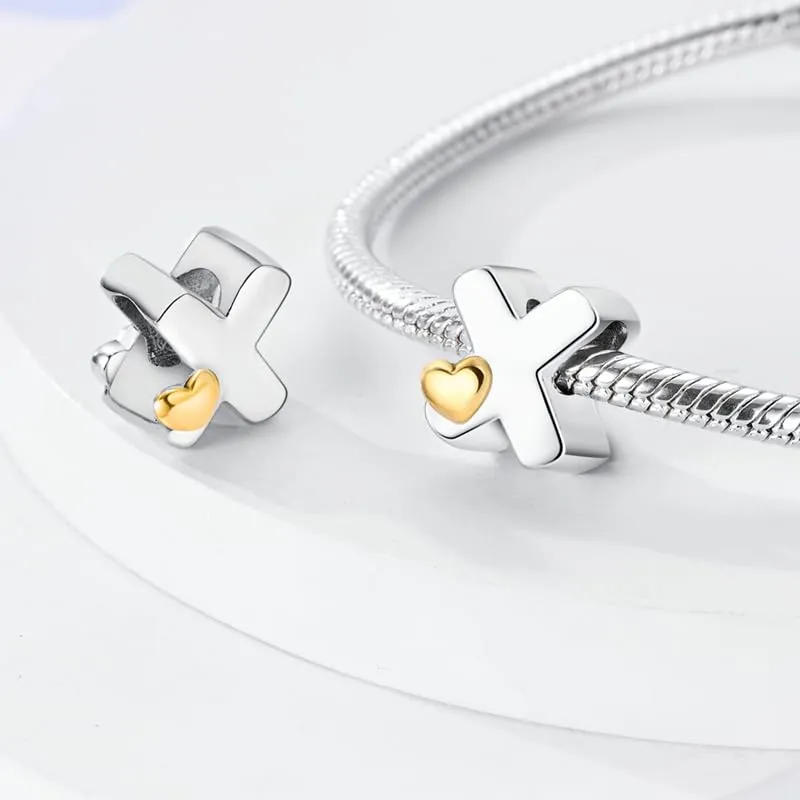 KUNSIR Ciondolo Lettere in Argento Sterling 925 con Cubic Zirconia, Compatibile con Braccialetti e Collane Europei - immagine 2