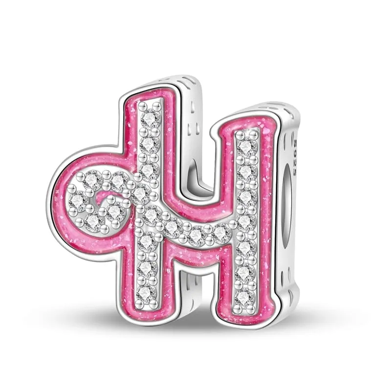 KUNSIR Ciondolo Lettere in Argento Sterling 925 e Cubic Zirconia, Compatibile con Braccialetti e Collane Europei - immagine 1