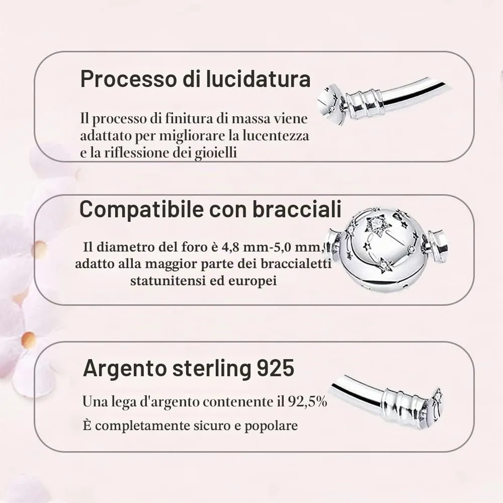 LNQOBU Bracciale in Argento Sterling Maglia Snake con Chiusura a Cuore Compatibile con Charms Europei Pandora da Donna, 21 cm - immagine 6