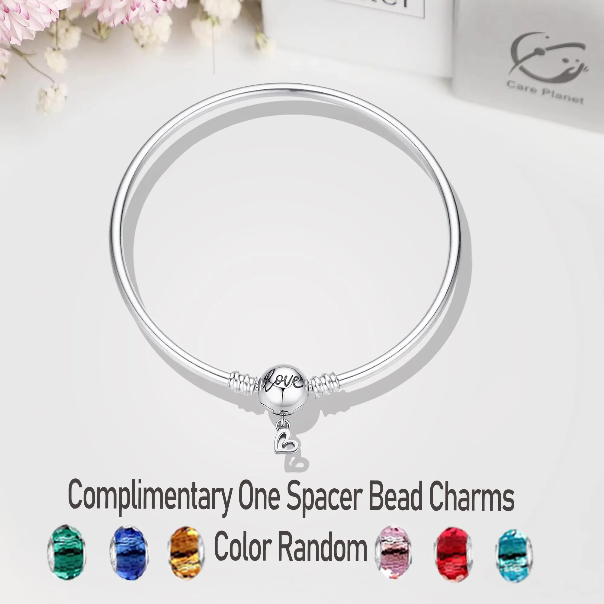 LNQOBU Bracciale in Argento Sterling Maglia Snake con Chiusura a Cuore Compatibile con Pandora e Charms Europei da Donna, 17 cm - immagine 2