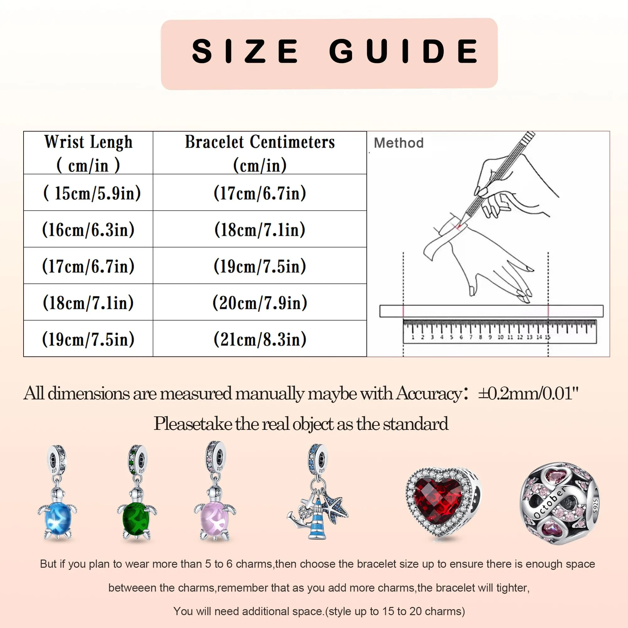 LNQOBU Bracciale in Argento Sterling Maglia Snake con Chiusura a Cuore Compatibile con Pandora Europei Charms da Donna, 20 cm - immagine 5