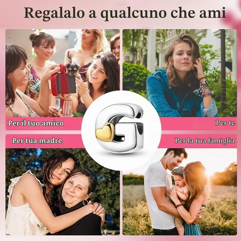 KUNSIR Ciondolo Lettere in Argento Sterling 925 con Cubic Zirconia per Braccialetti e Collane Europei - immagine 6