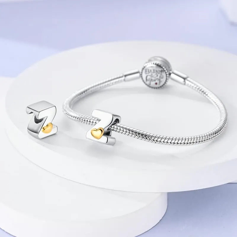 KUNSIR Ciondolo Lettere in Argento Sterling 925 e Cubic Zirconia per Braccialetti e Collane Europei - immagine 3