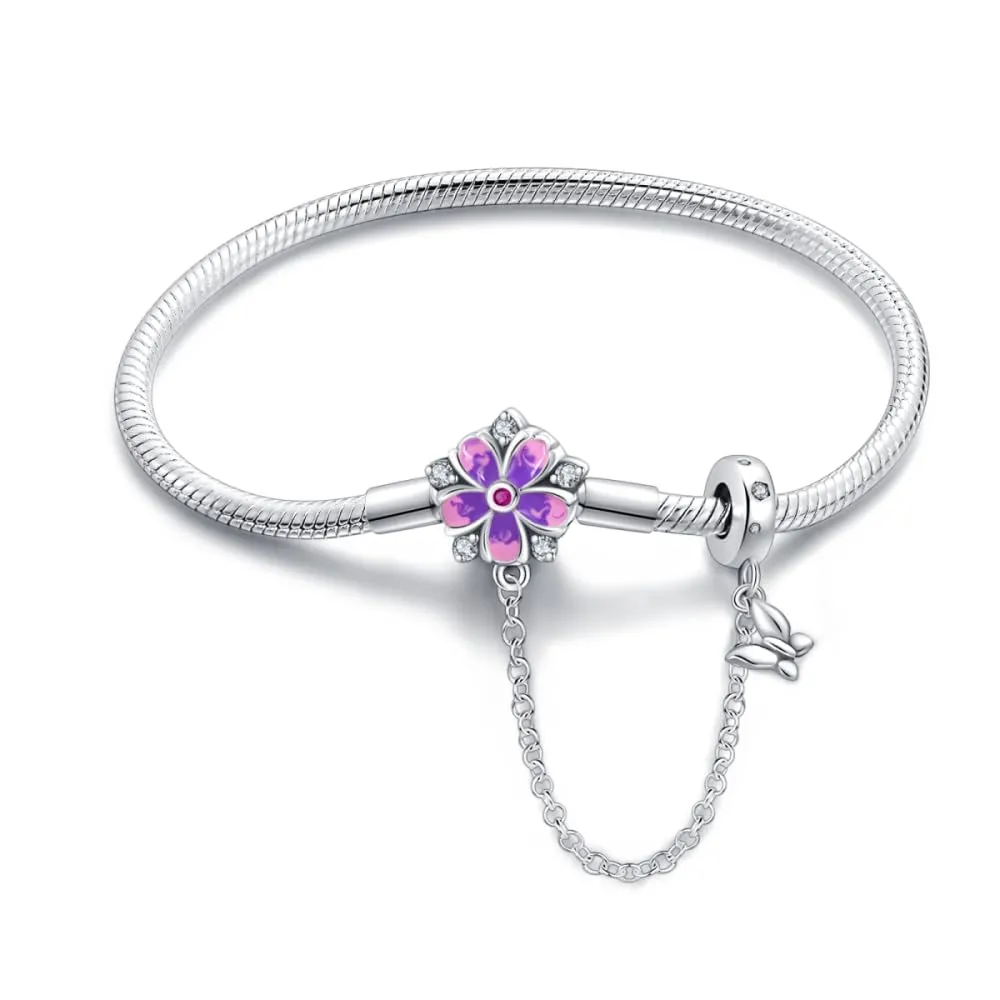 LNQOBU Bracciale in Argento Maglia Snake con Chiusura a Cuore per Charms Europei da Donna, 20 cm - immagine 1
