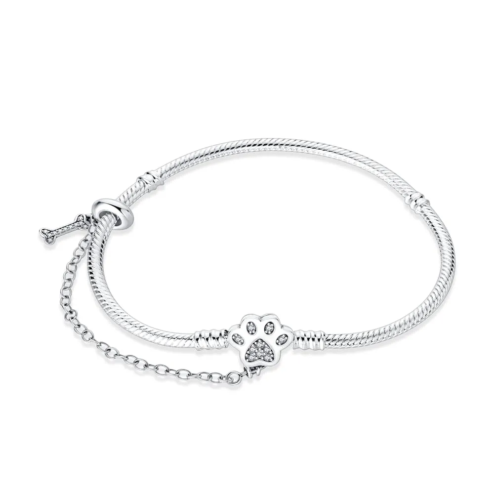 LNQOBU Bracciale in Argento Snake con Chiusura a Cuore Compatibile con Pandora Europei Charms da Donna, 17 cm - immagine 1