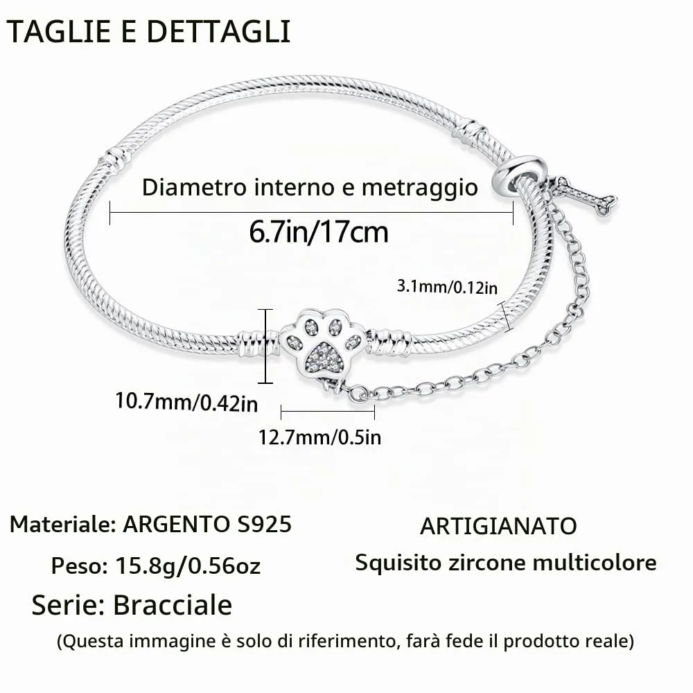 LNQOBU Bracciale in Argento Snake con Chiusura a Cuore Compatibile con Pandora Europei Charms da Donna, 17 cm - immagine 4