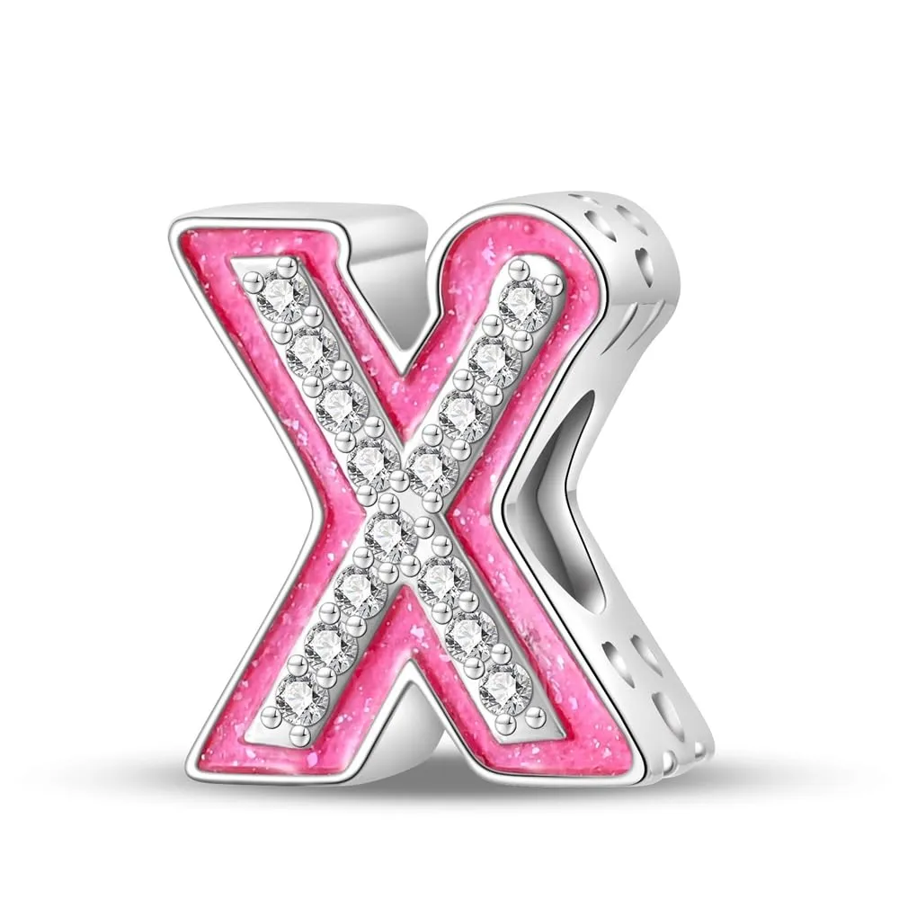 KUNSIR Ciondolo Lettere in Argento Sterling 925 con Cubic Zirconia per Braccialetti e Collane Europei - immagine 1