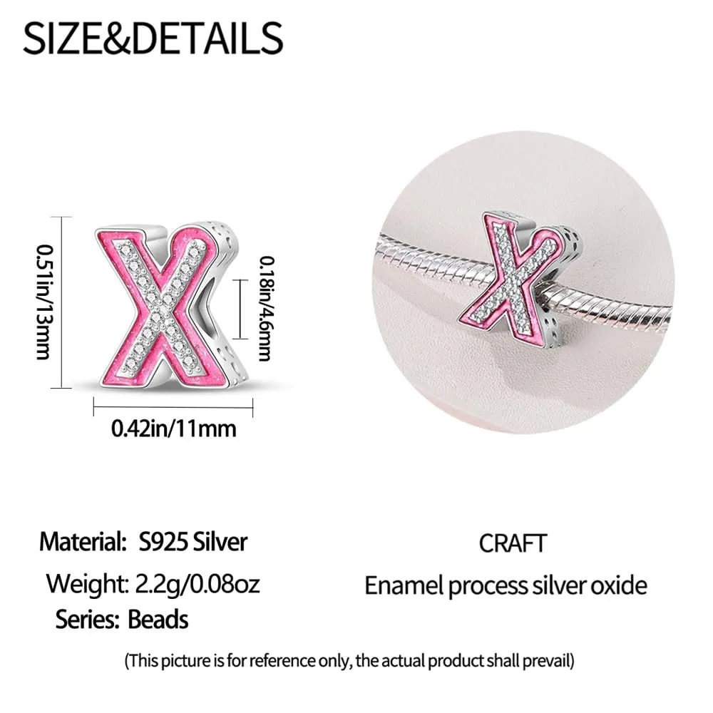 KUNSIR Ciondolo Lettere in Argento Sterling 925 con Cubic Zirconia per Braccialetti e Collane Europei - immagine 5