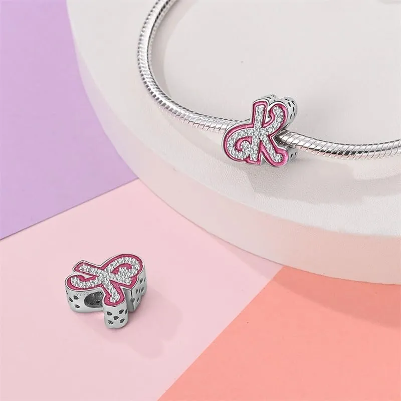 KUNSIR Bead Charm Argento Sterling 925 Lettere con Cubic Zirconia per Braccialetti e Collane Europei - immagine 2