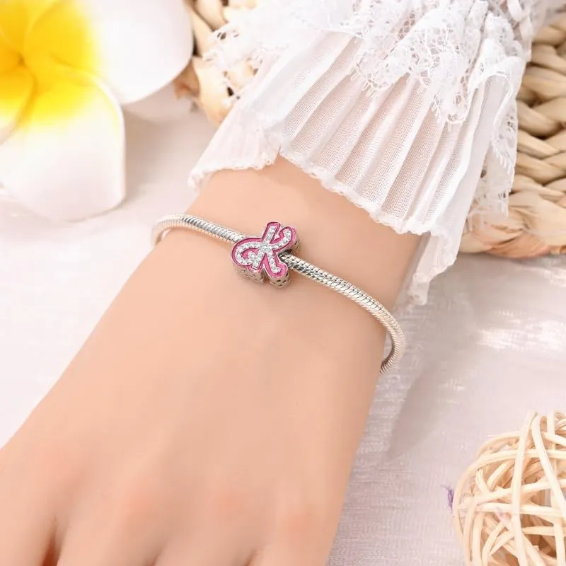 KUNSIR Bead Charm Argento Sterling 925 Lettere con Cubic Zirconia per Braccialetti e Collane Europei - immagine 4