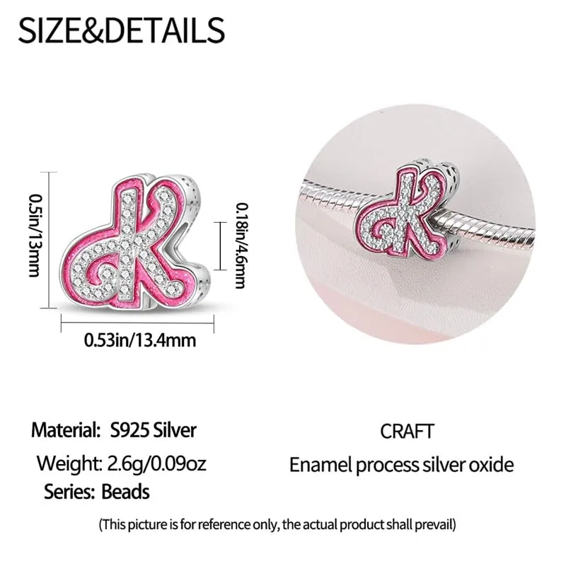 KUNSIR Bead Charm Argento Sterling 925 Lettere con Cubic Zirconia per Braccialetti e Collane Europei - immagine 5