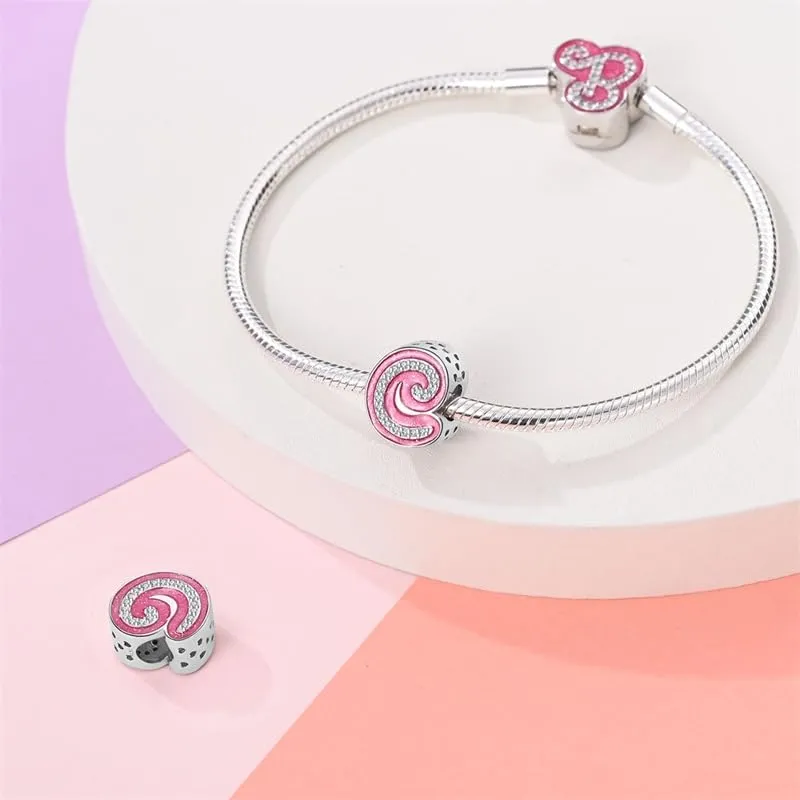 KUNSIR Ciondolo Lettere in Argento Sterling 925 con Cubic Zirconia, Compatibile con Braccialetti e Collane Europei - immagine 3