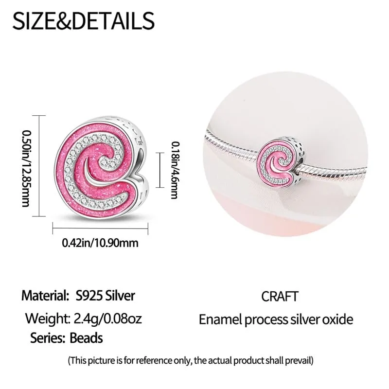 KUNSIR Ciondolo Lettere in Argento Sterling 925 con Cubic Zirconia, Compatibile con Braccialetti e Collane Europei - immagine 5