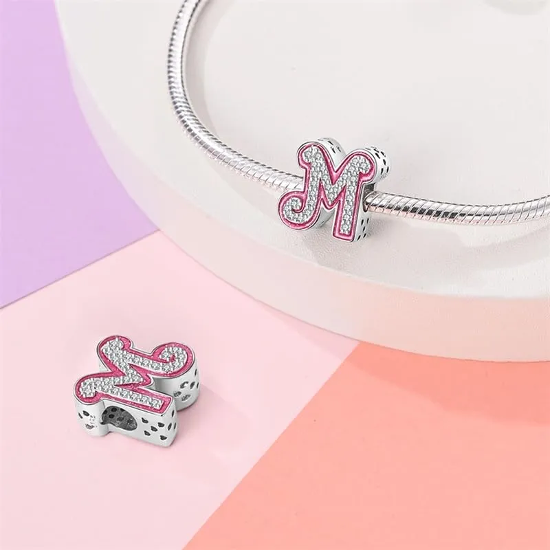 KUNSIR Ciondolo Lettere in Argento Sterling 925 con Cubic Zirconia per Braccialetti e Collane Europei - immagine 2