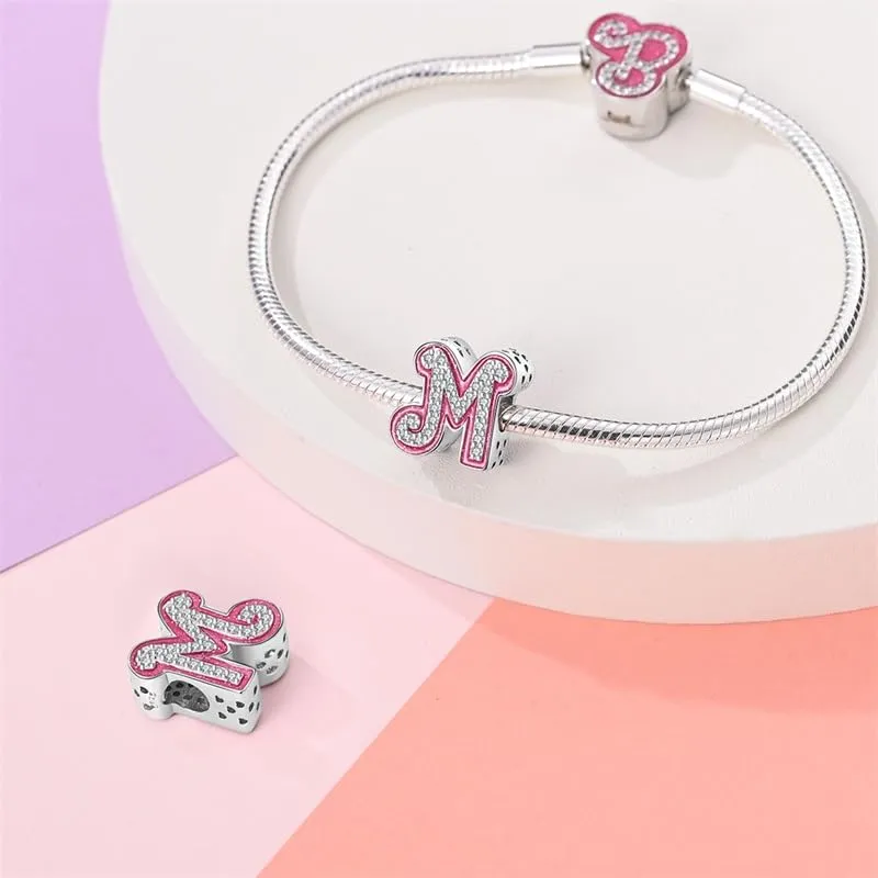 KUNSIR Ciondolo Lettere in Argento Sterling 925 con Cubic Zirconia per Braccialetti e Collane Europei - immagine 3