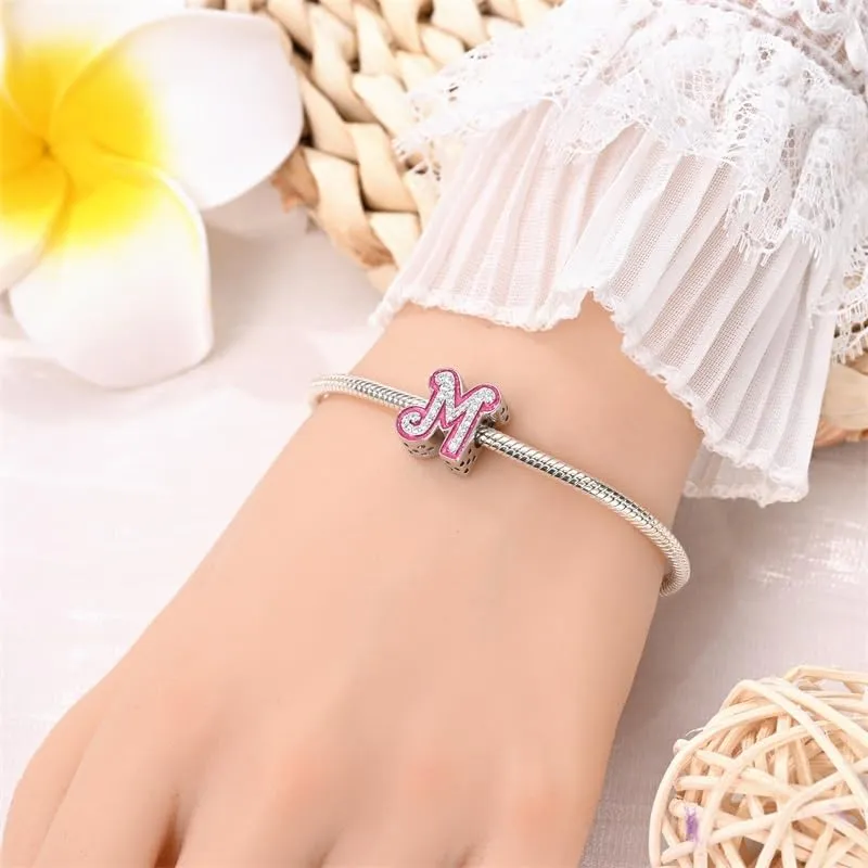 KUNSIR Ciondolo Lettere in Argento Sterling 925 con Cubic Zirconia per Braccialetti e Collane Europei - immagine 4