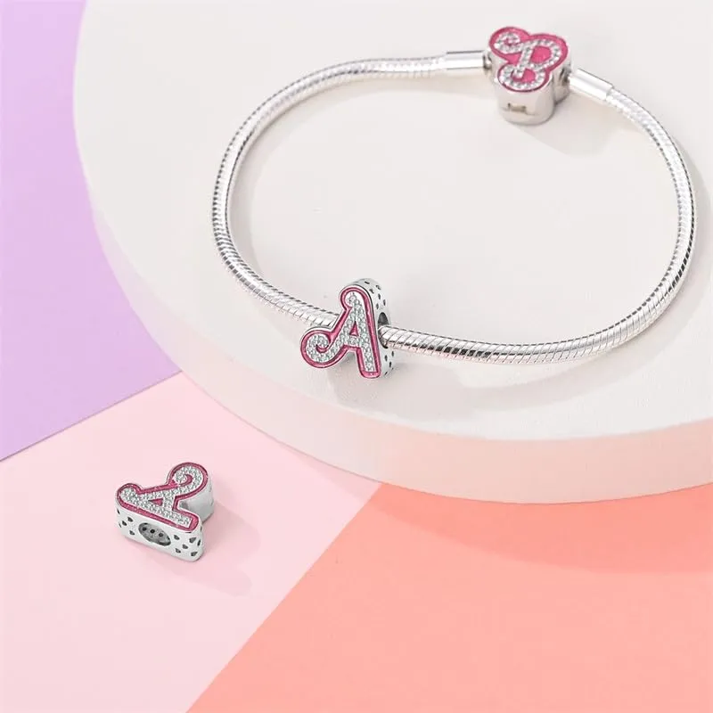 KUNSIR Ciondolo Lettere in Argento Sterling 925 con Cubic Zirconia per Braccialetti e Collane Europee - immagine 3