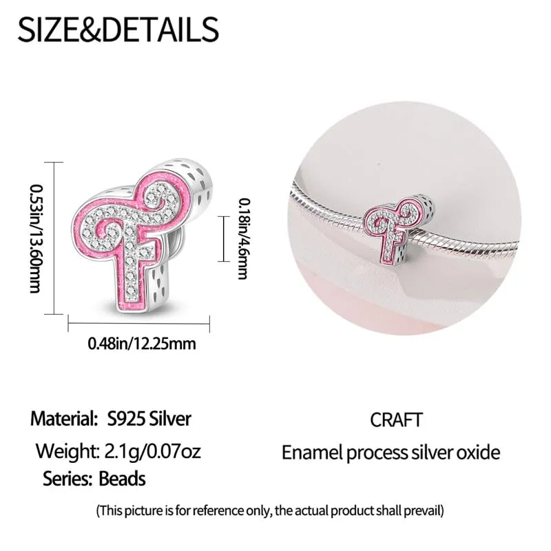 KUNSIR Ciondolo Lettere in Argento Sterling 925 e Cubic Zirconia per Braccialetti e Collane Europei - immagine 5