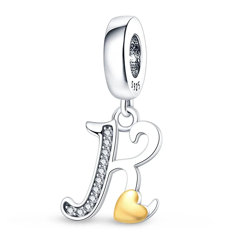 KUNSIR Ciondolo Lettere in Argento Sterling 925 con Cubic Zirconia per Braccialetti e Collane Europei - immagine 1