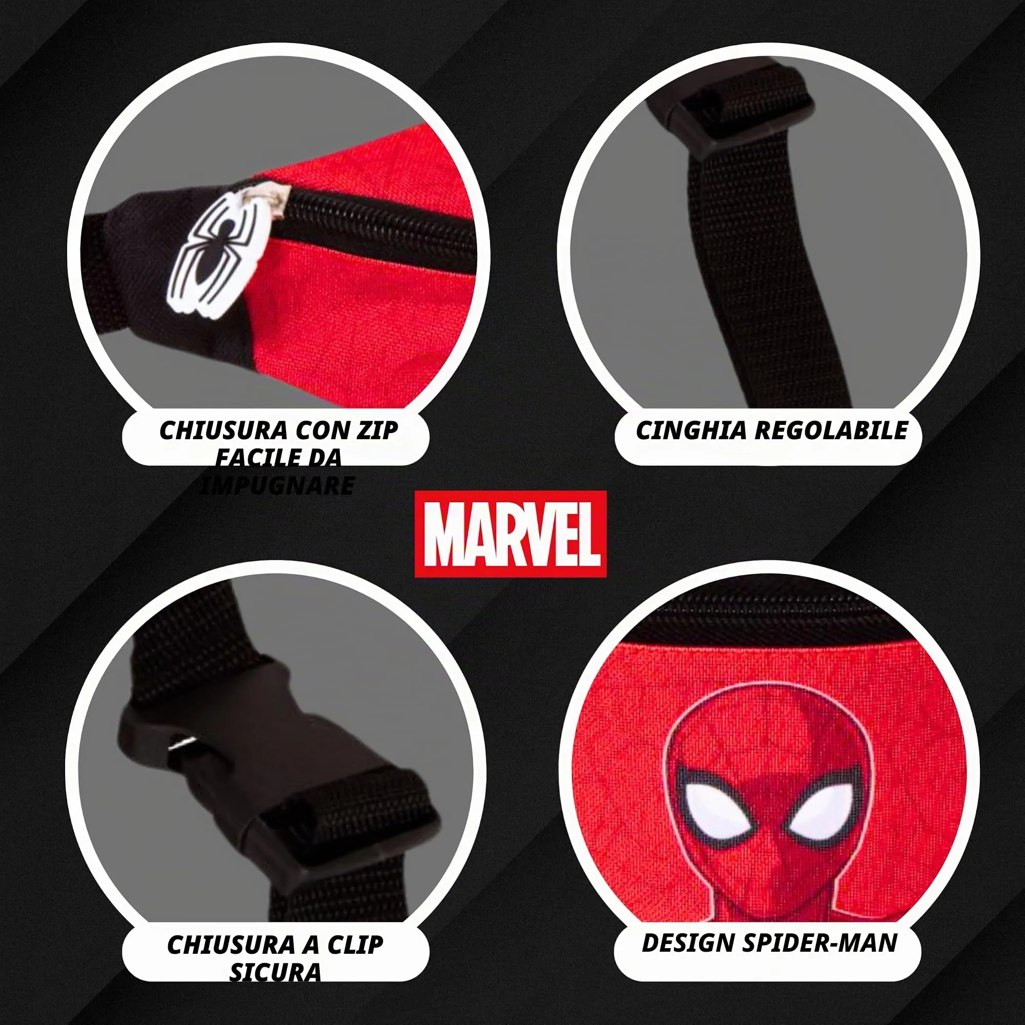 Disney Marvel Spider-Man Marsupio per Ragazzi, Rosso, MV-S-6675 - immagine 6